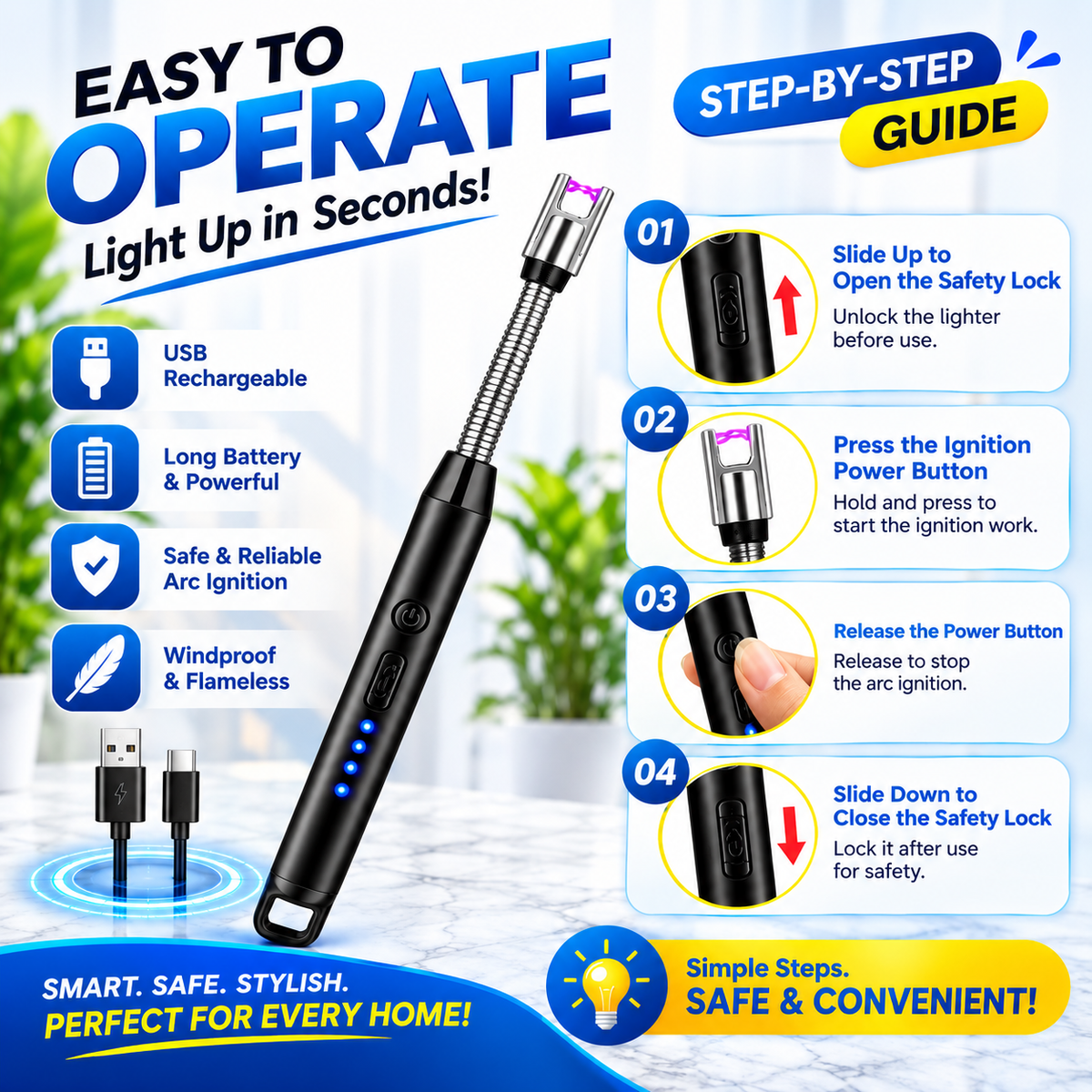 Electric Arc Lighter – Rechargeable Long Neck Igniter