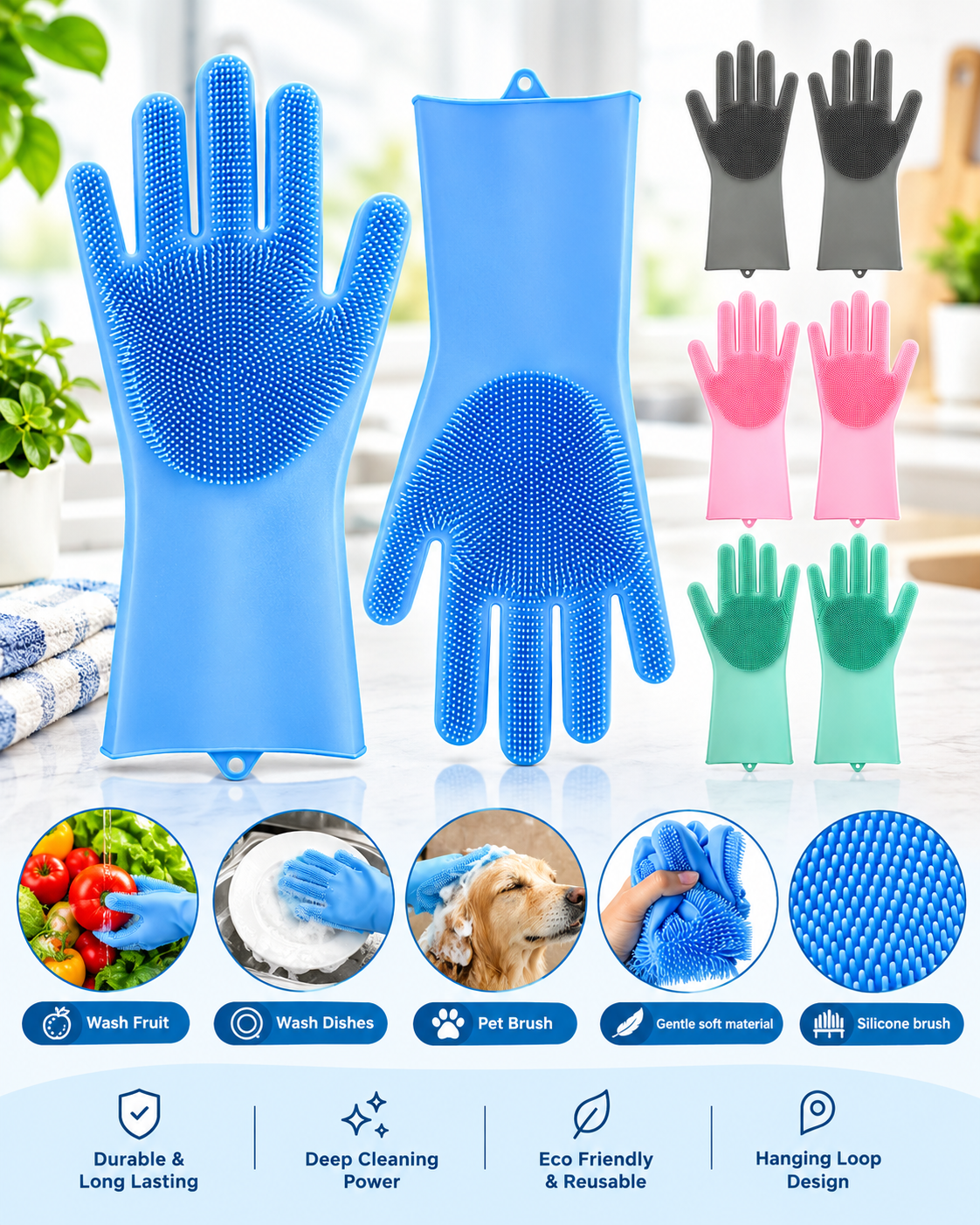 Multi-Purpose Silicone Cleaning Gloves