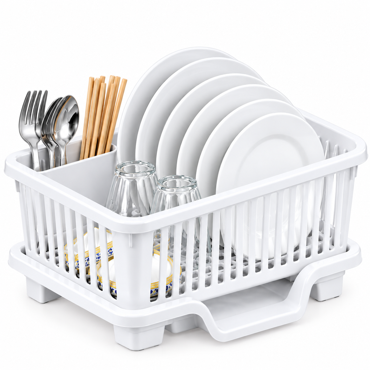 2-Tier Dish Drying Rack with Drainage Tray – Kitchen Dish Organizer