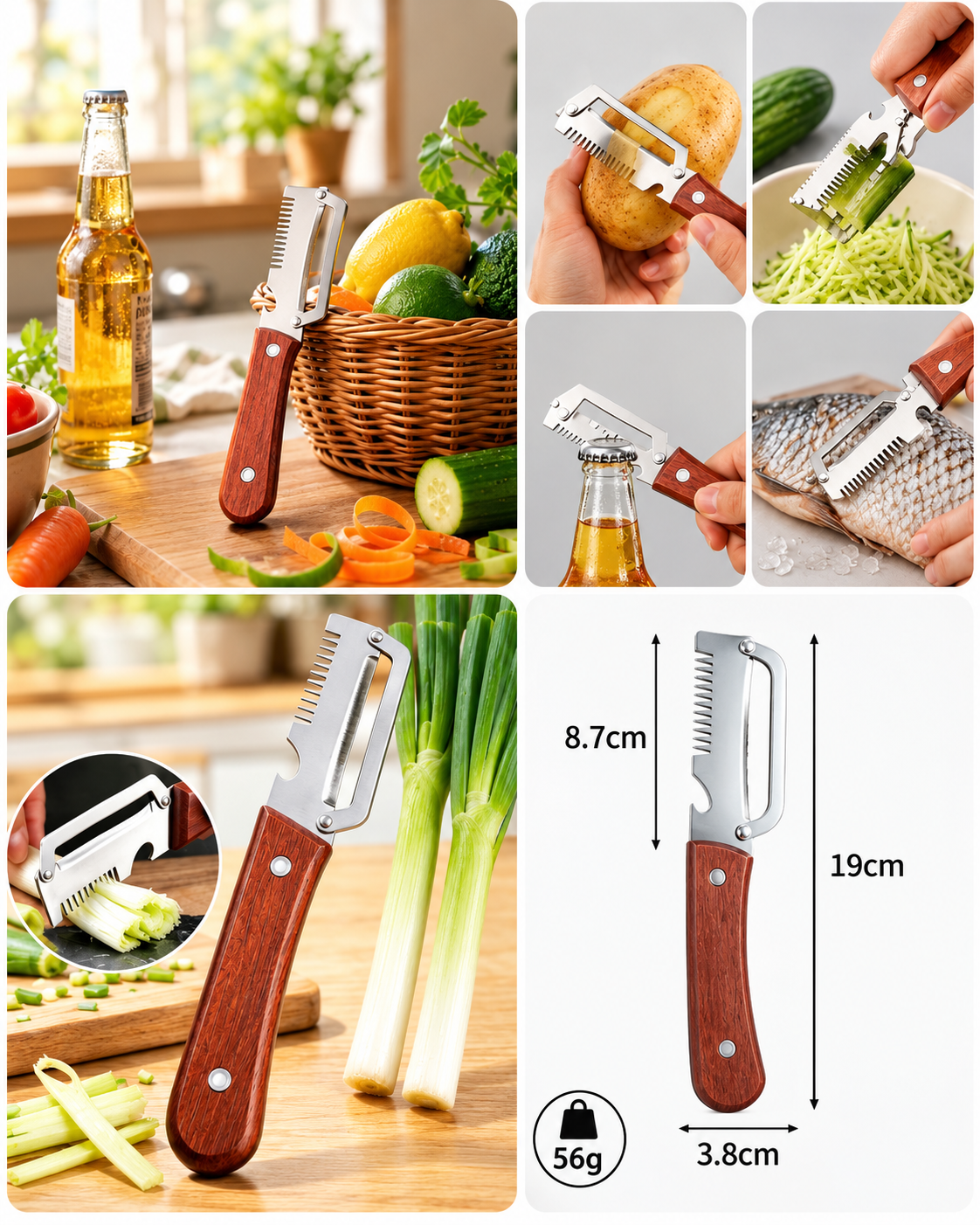 4-in-1 Stainless Steel Vegetable Peeler & Kitchen Tool