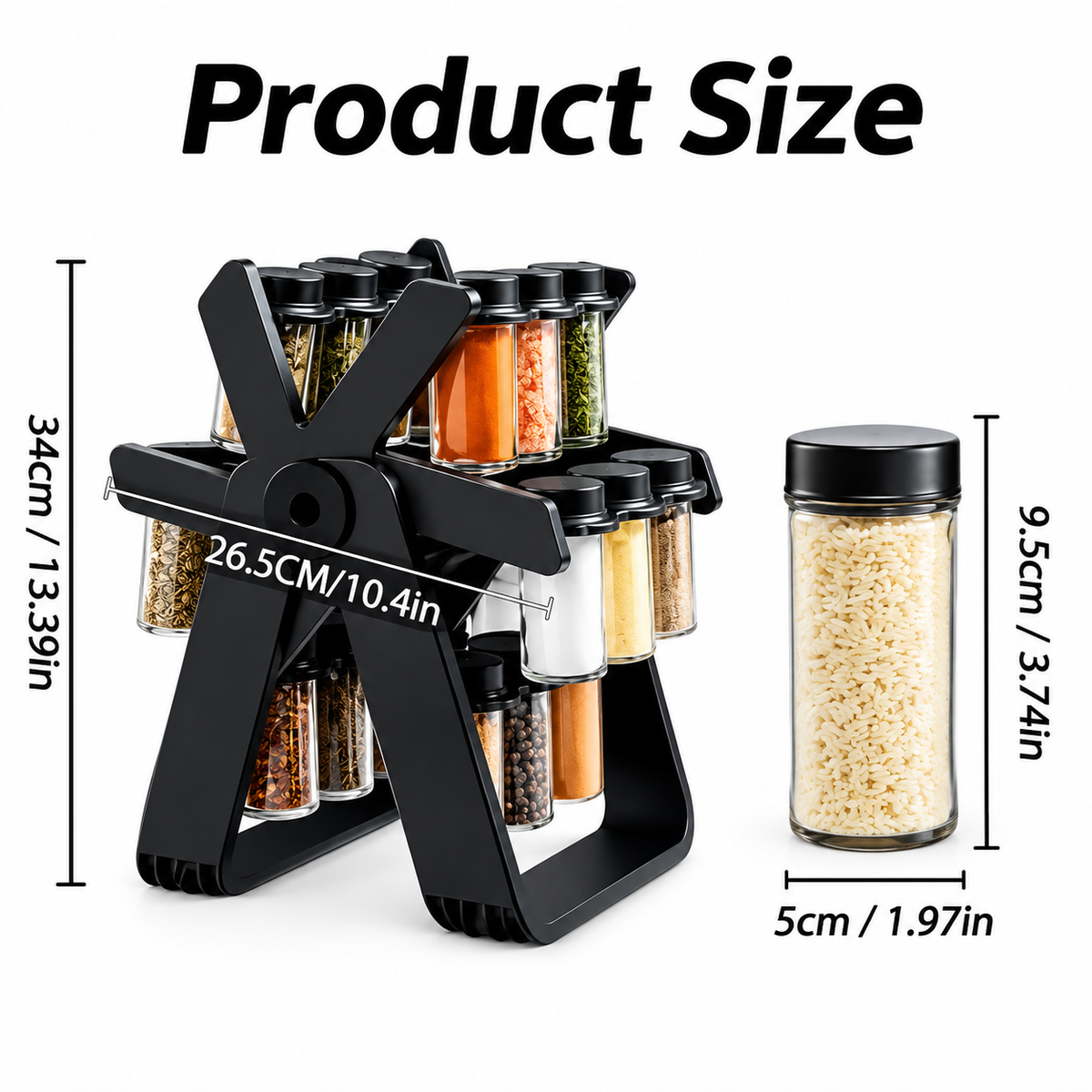360° Rotating Spice Rack – Multi-Tier Kitchen Spice Organizer