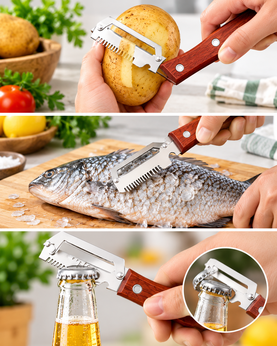 4-in-1 Stainless Steel Vegetable Peeler & Kitchen Tool