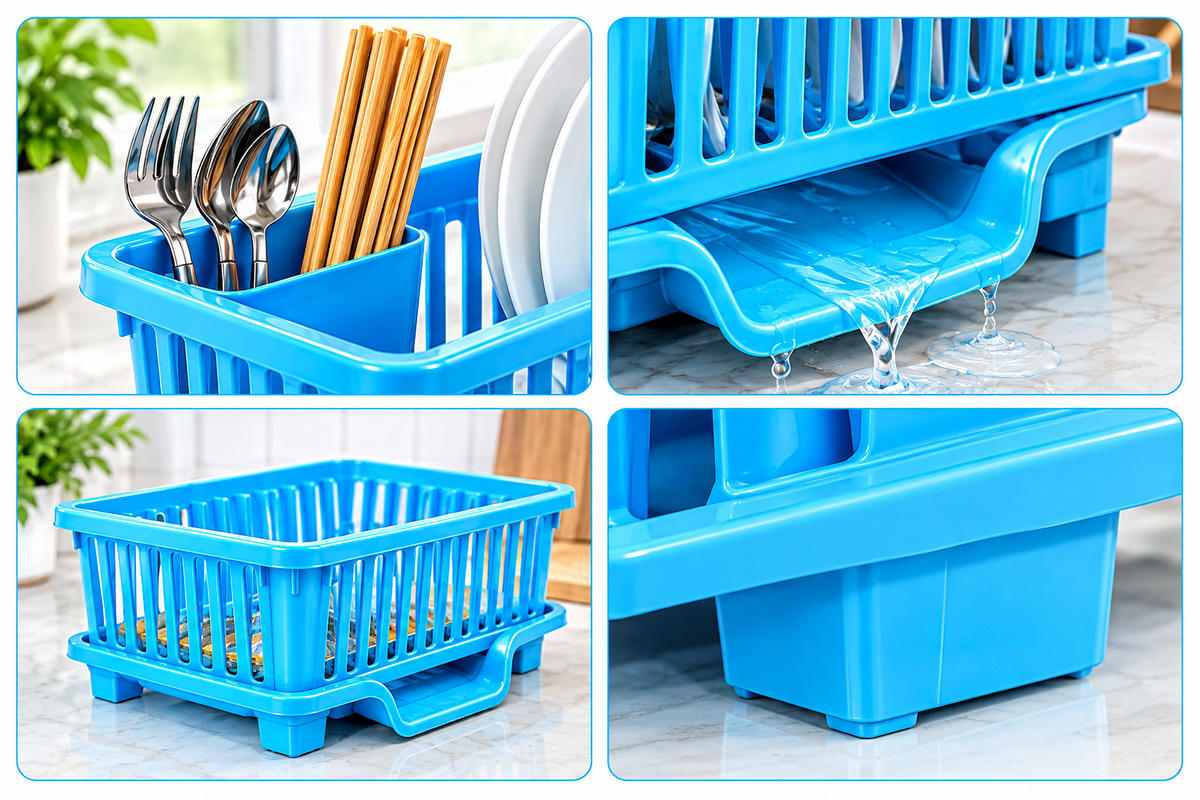 2-Tier Dish Drying Rack with Drainage Tray – Kitchen Dish Organizer