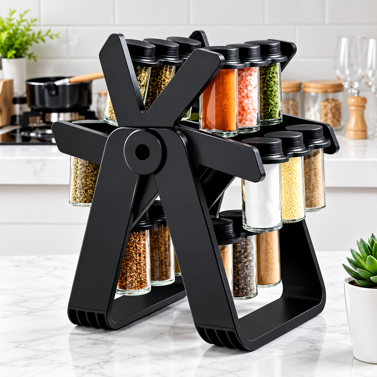 360° Rotating Spice Rack – Multi-Tier Kitchen Spice Organizer