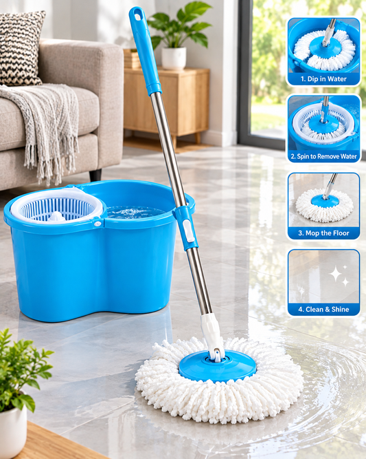 360° Spin Magic Mop with Bucket – Microfiber Floor Cleaning System