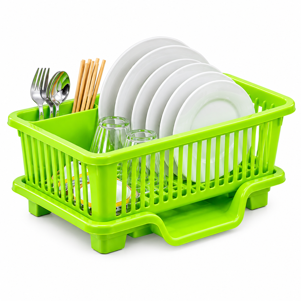 2-Tier Dish Drying Rack with Drainage Tray – Kitchen Dish Organizer