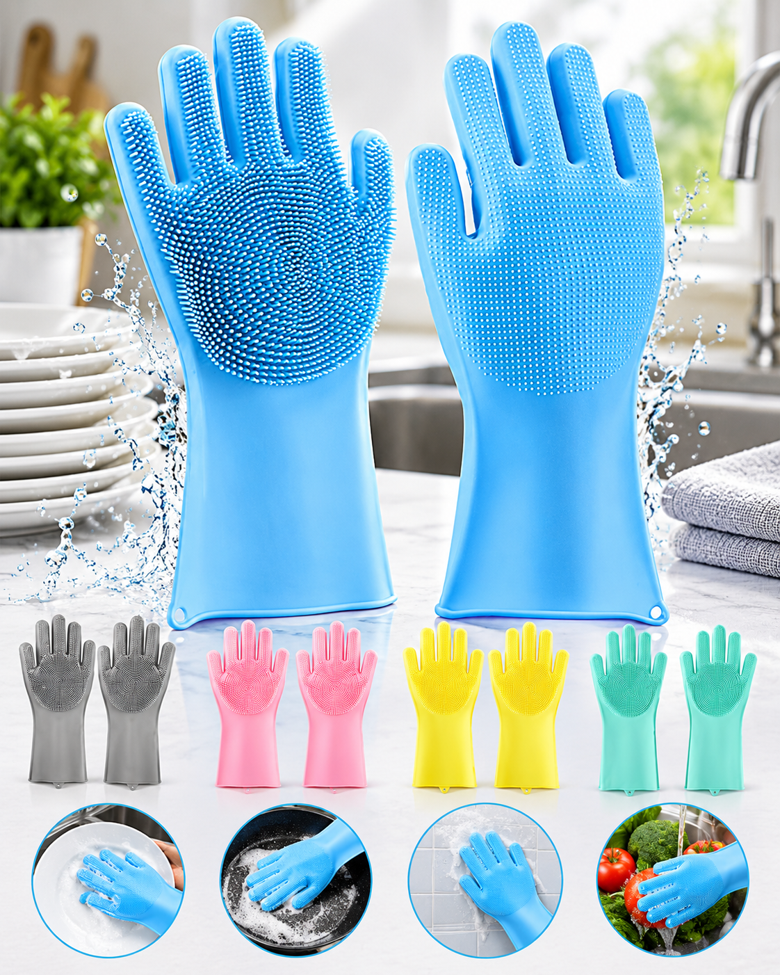 Multi-Purpose Silicone Cleaning Gloves